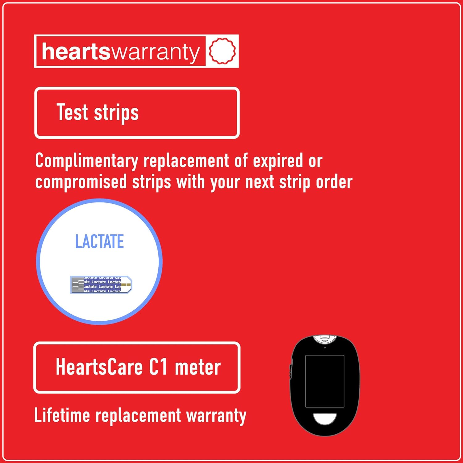 HeartsCare C1 Plus Glucose & Ketone Meter Testing Kit with Ketone (50 count) and Glucose Test Strips (50 count)